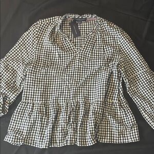Tommy Hilfiger Black and White Gingham Blouse
